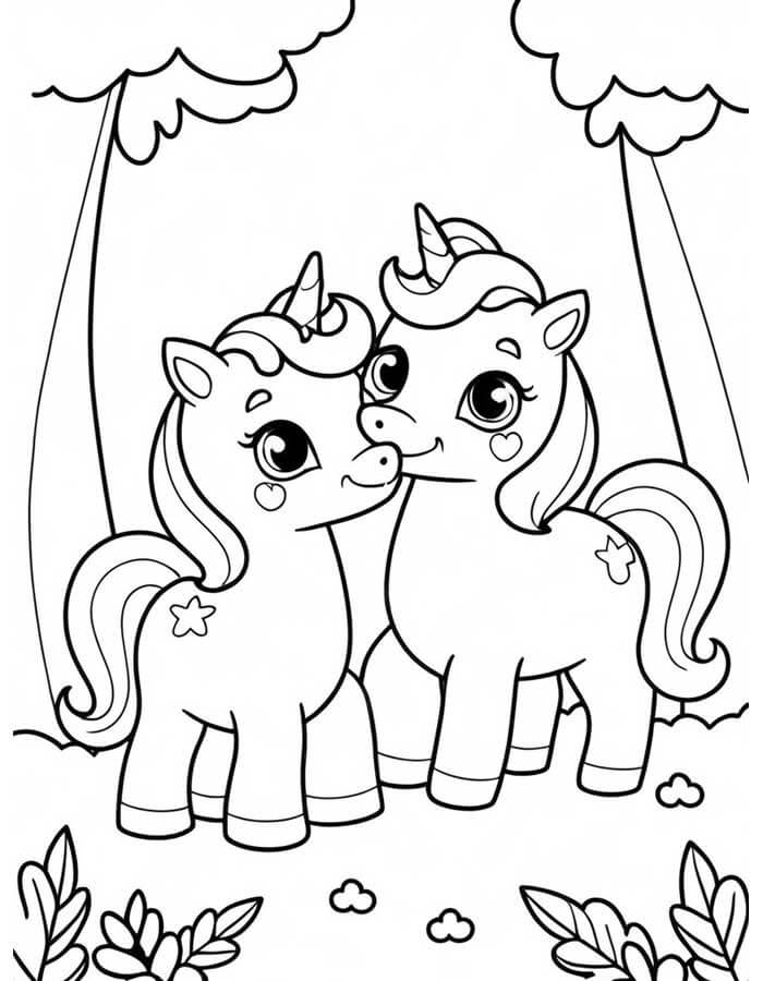 Desenho de Unicórnios para imprimir