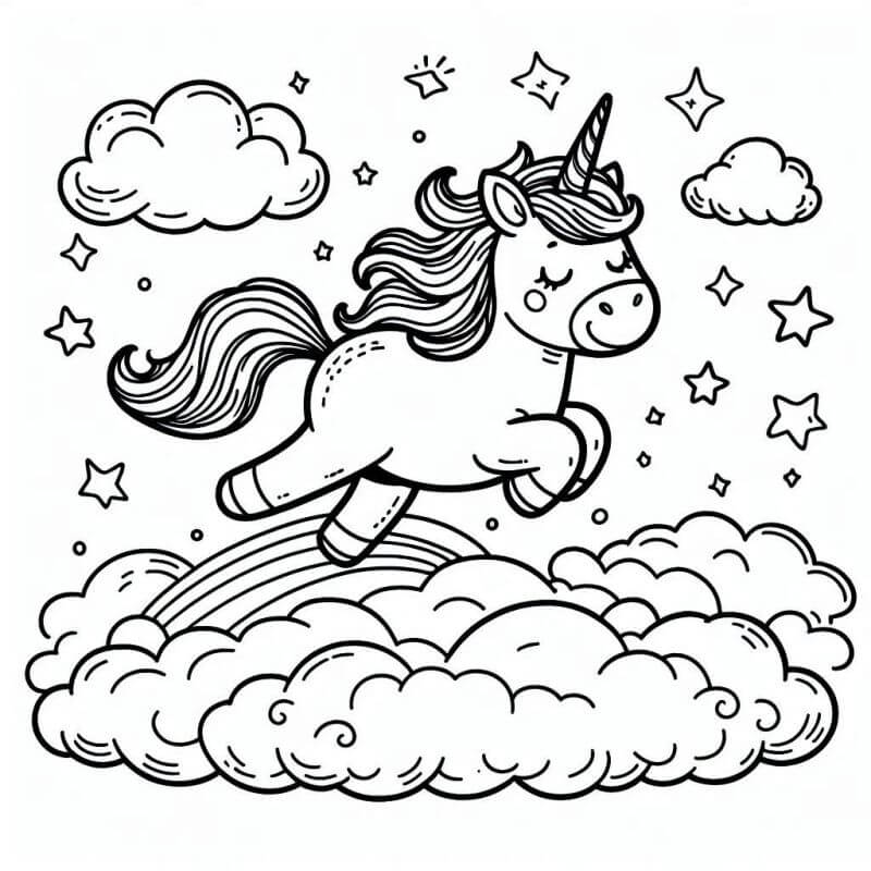Desenho de Unicórnios para imprimir
