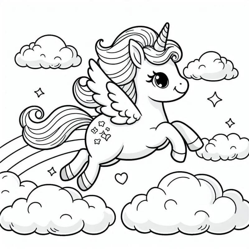Desenho de Unicórnios para imprimir
