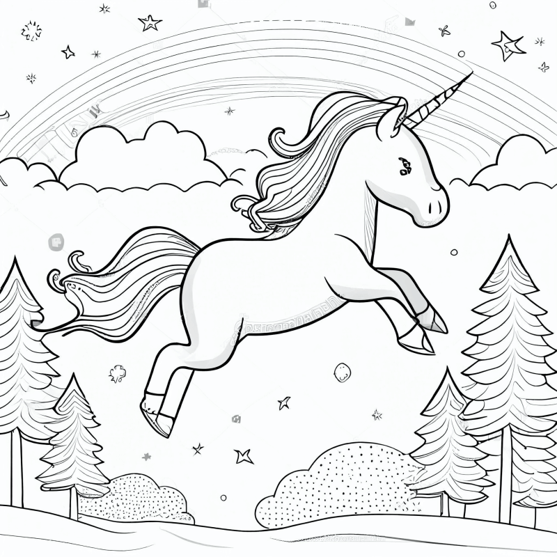Desenho de Unicórnios para imprimir