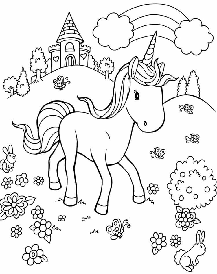 Desenho de Unicórnios para imprimir