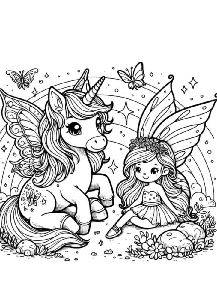 Desenho de Unicórnios para imprimir