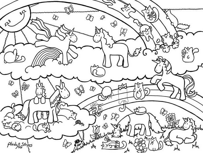 Desenho de Unicórnios para imprimir