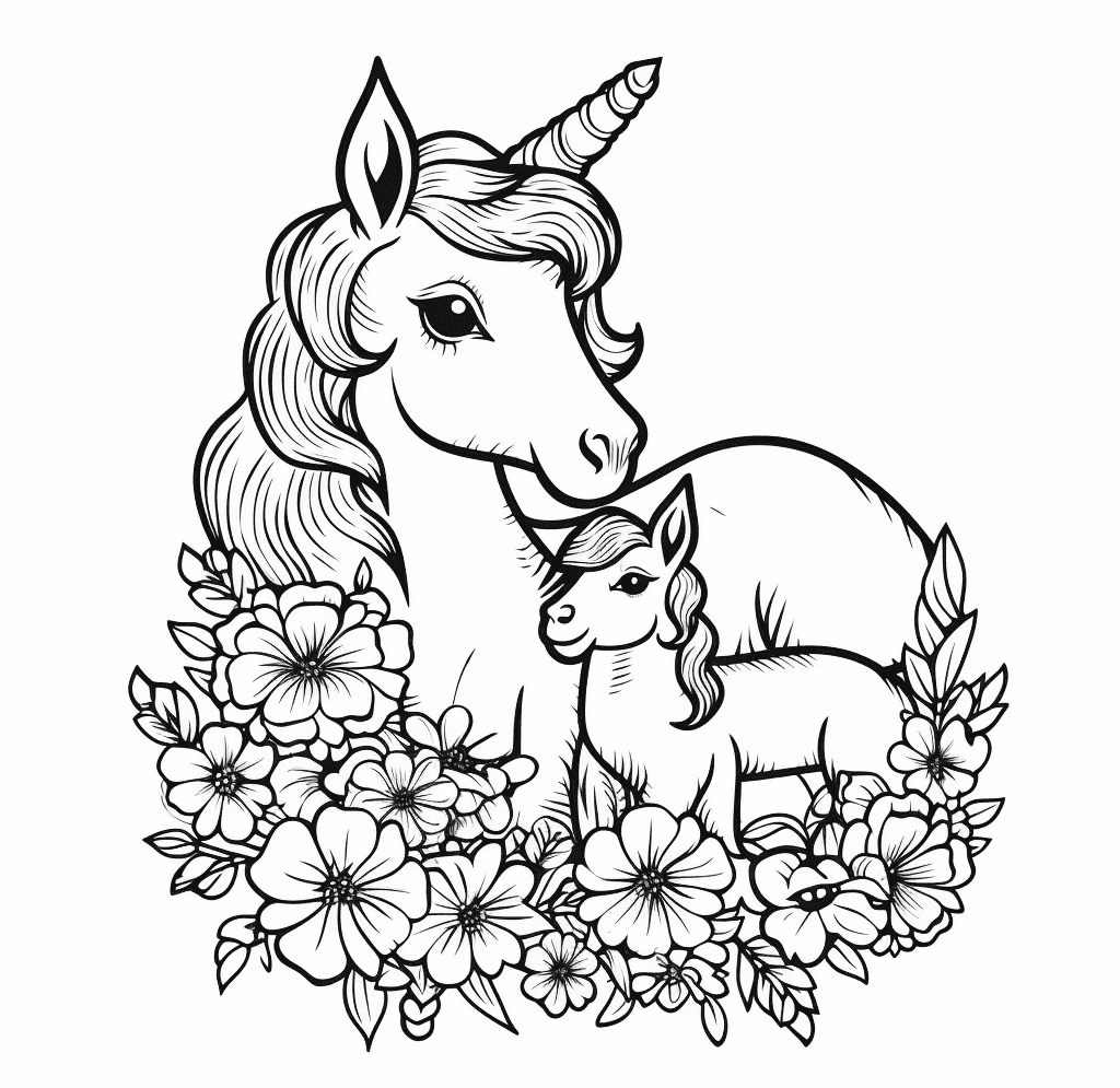 Desenho de Unicórnios para imprimir