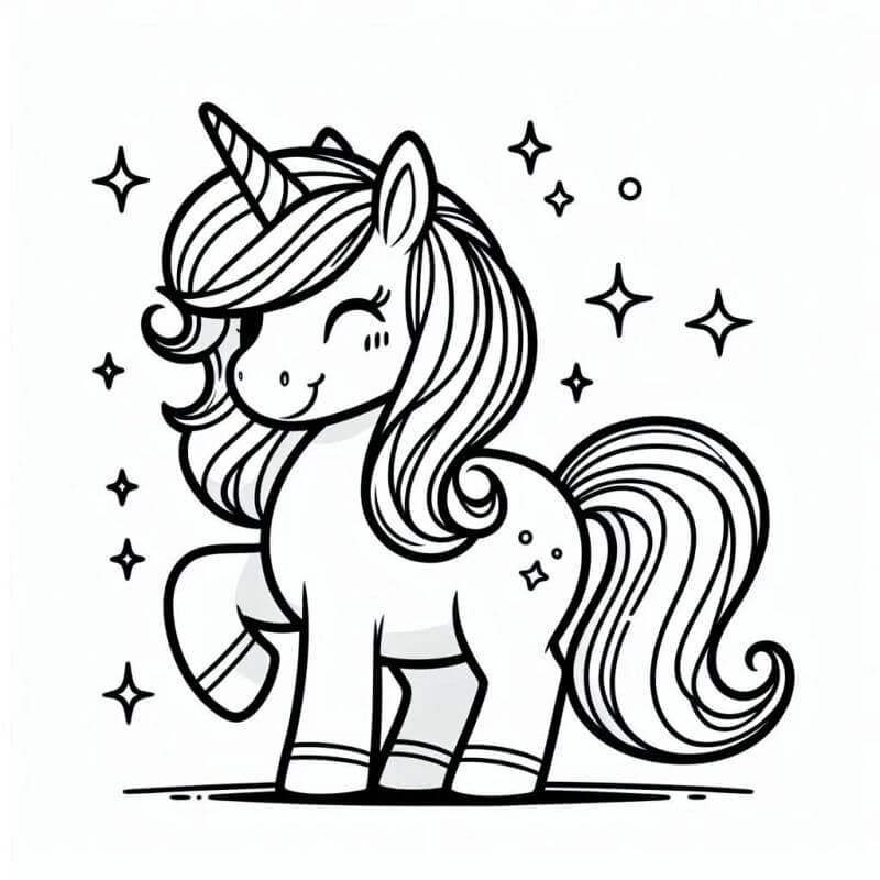 Desenho de Unicórnios para imprimir