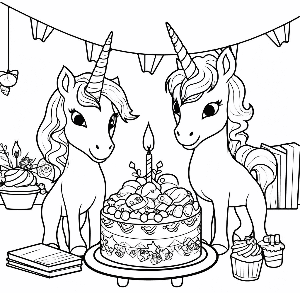 Desenho de Unicórnios para imprimir