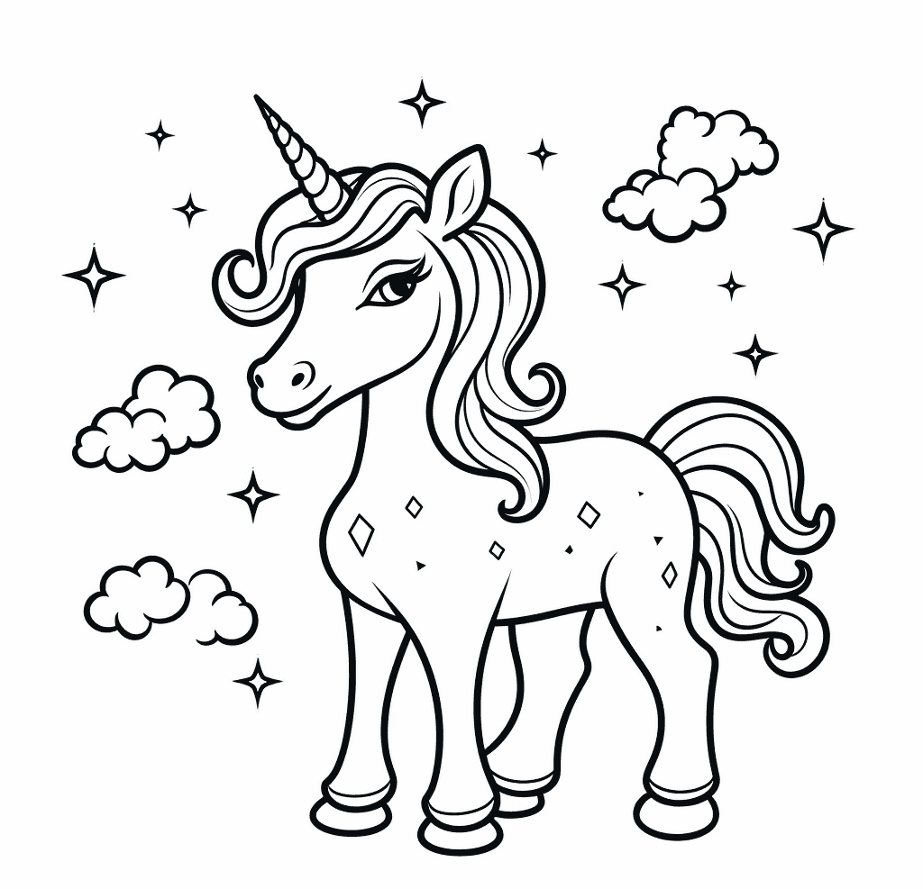 Desenho de Unicórnios para imprimir