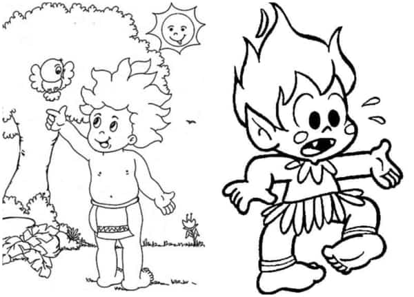 Desenho de Curupira para imprimir