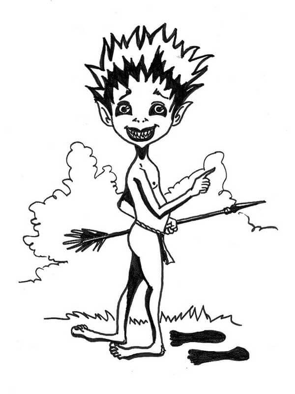 Desenho de Curupira para imprimir