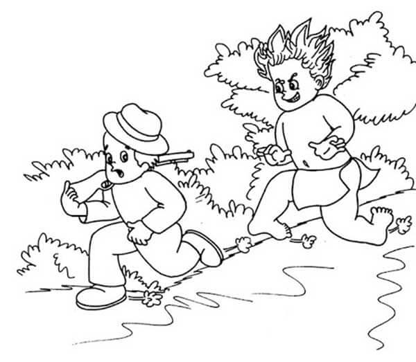 Desenho de Curupira para imprimir