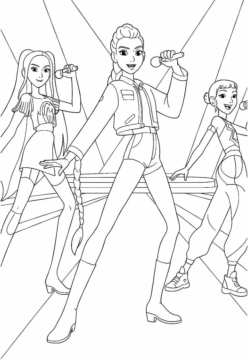 Desenho de Guerreiras do K-Pop para imprimir