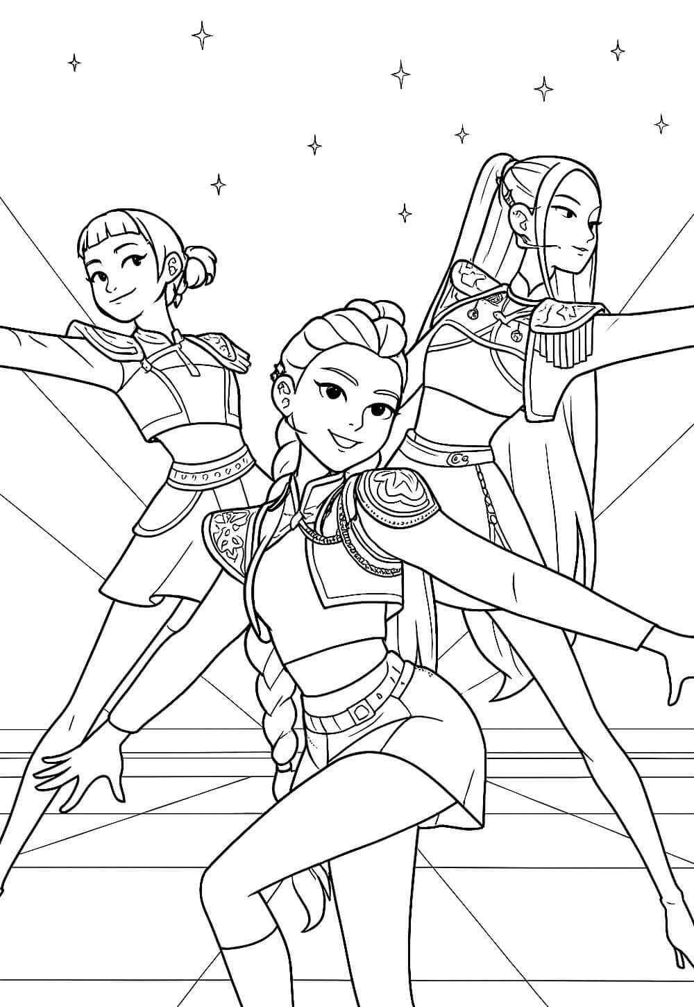 Desenho de Guerreiras do K-Pop para imprimir
