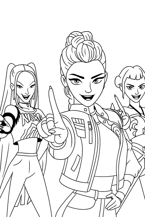 Desenho de Guerreiras do K-Pop para imprimir