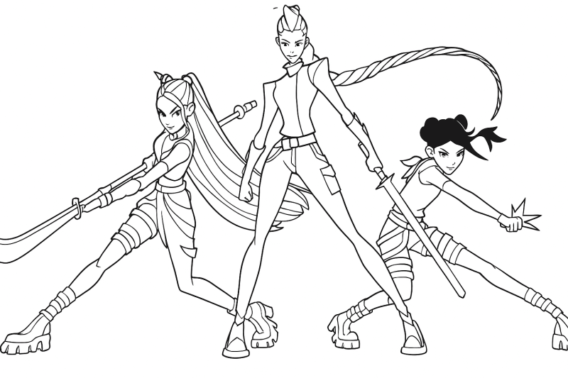 Desenho de Guerreiras do K-Pop para imprimir