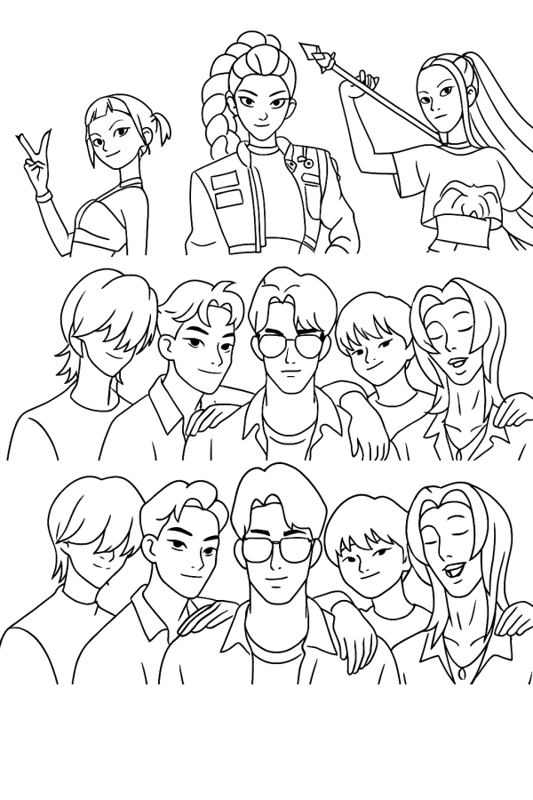 Desenho de Guerreiras do K-Pop para imprimir