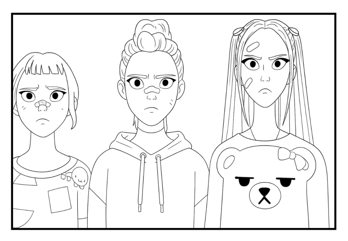 Desenho de Guerreiras do K-Pop para imprimir