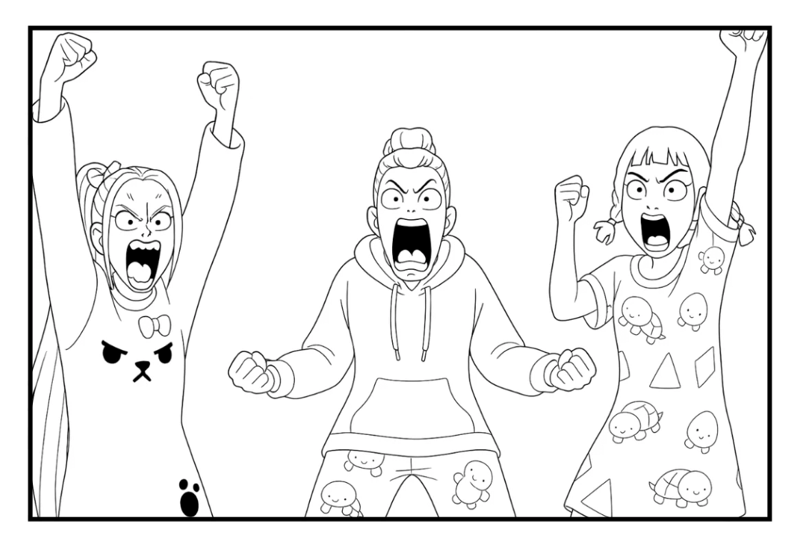 Desenho de Guerreiras do K-Pop para imprimir