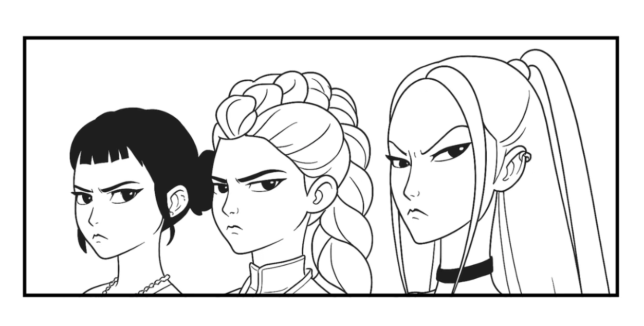 Desenho de Guerreiras do K-Pop para imprimir