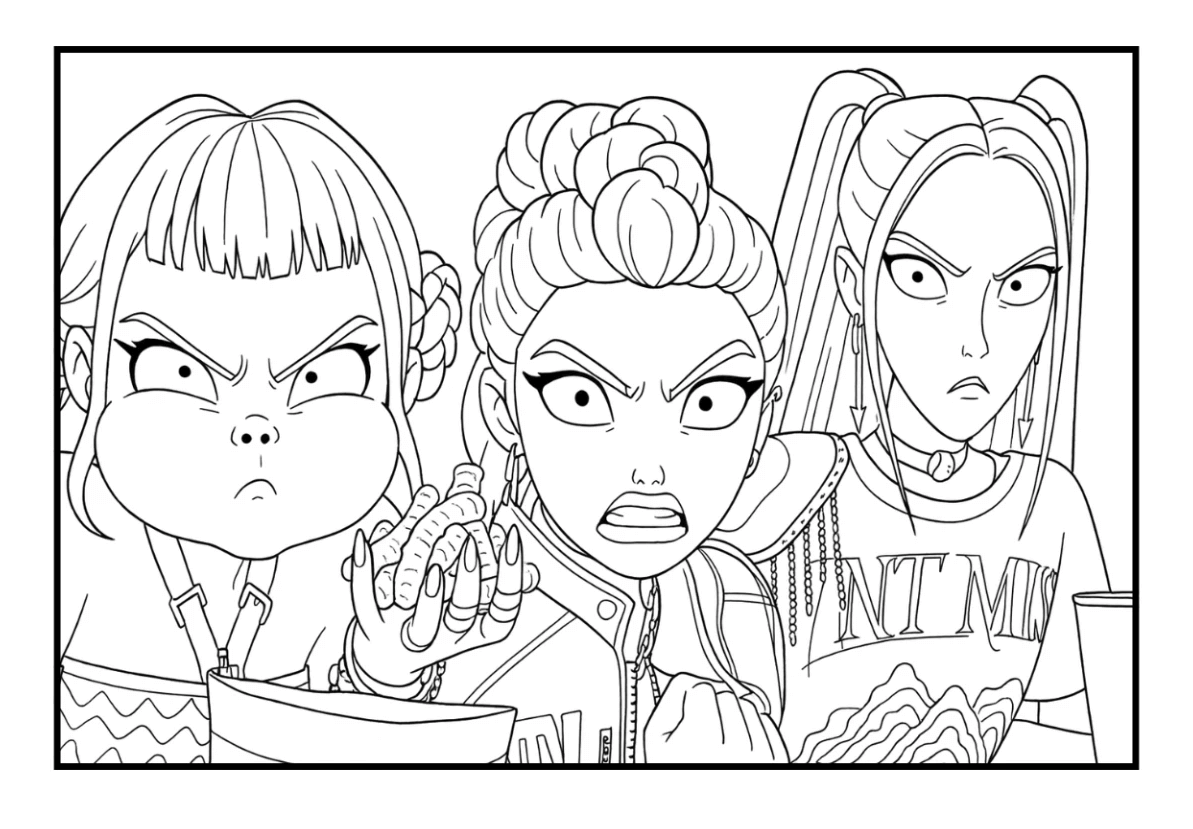 Desenho de Guerreiras do K-Pop para imprimir