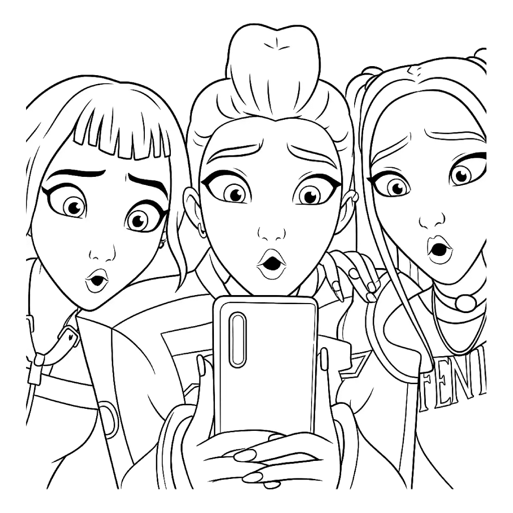 Desenho de Guerreiras do K-Pop para imprimir