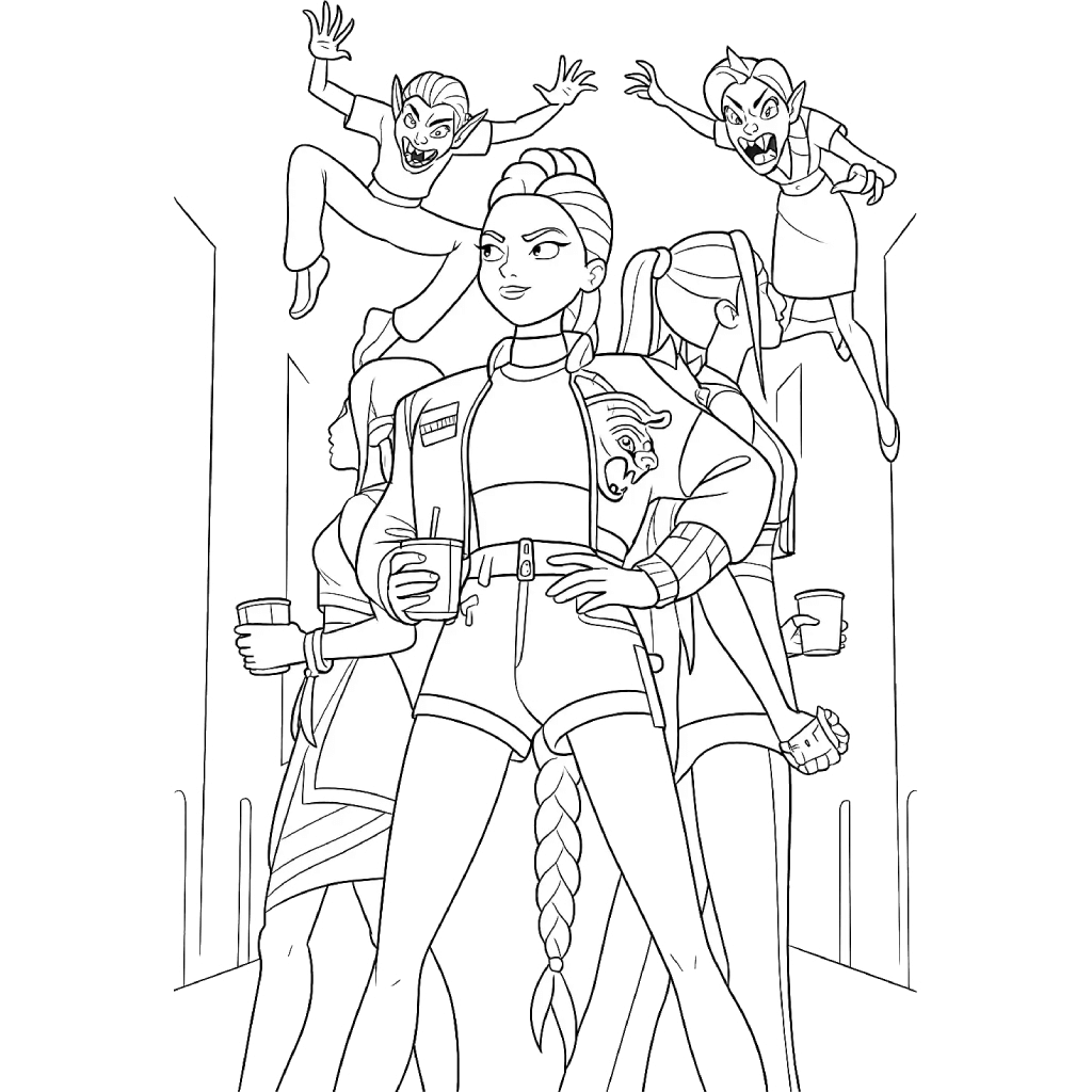 Desenho de Guerreiras do K-Pop para imprimir