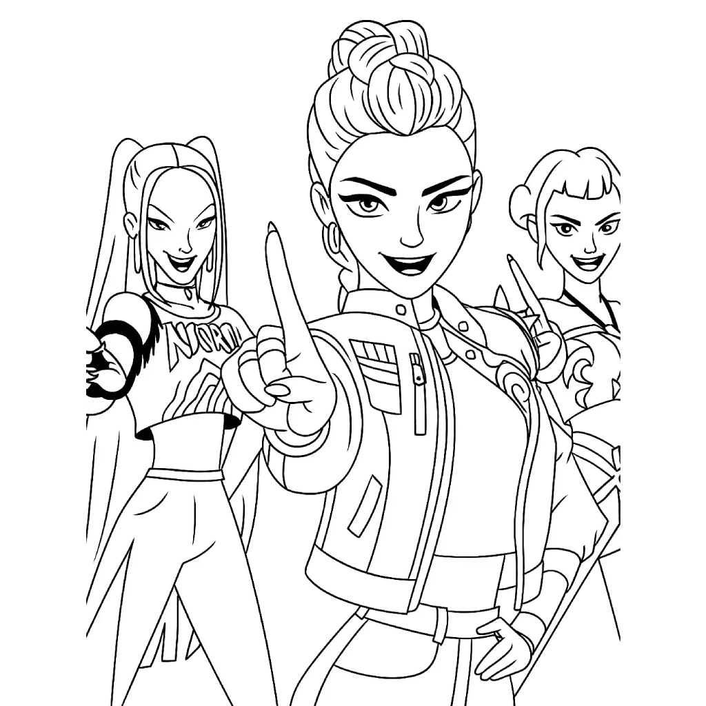 Desenho de Guerreiras do K-Pop para imprimir