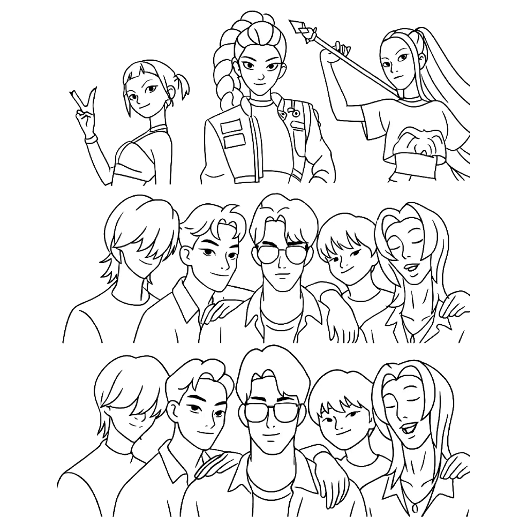 Desenho de Guerreiras do K-Pop para imprimir