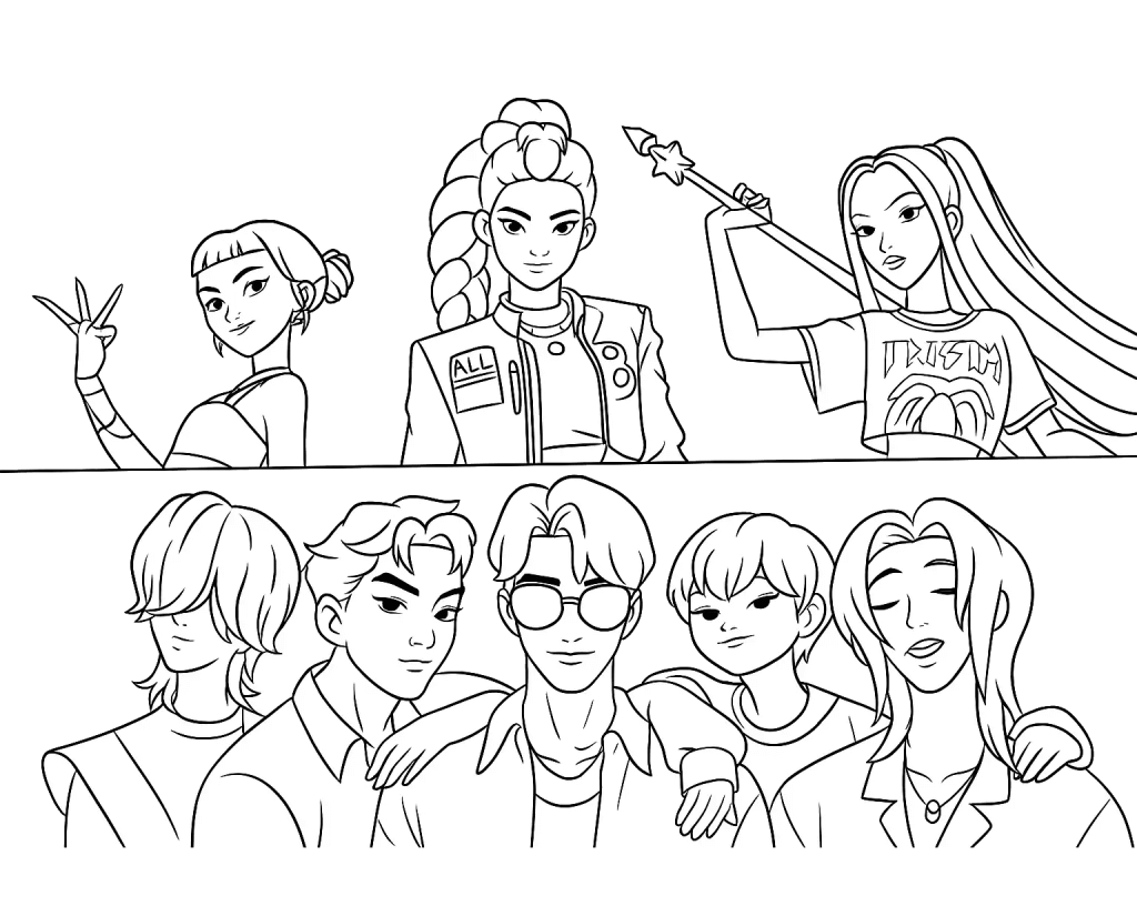 Guerreiras do K-Pop para Colorir e Imprimir