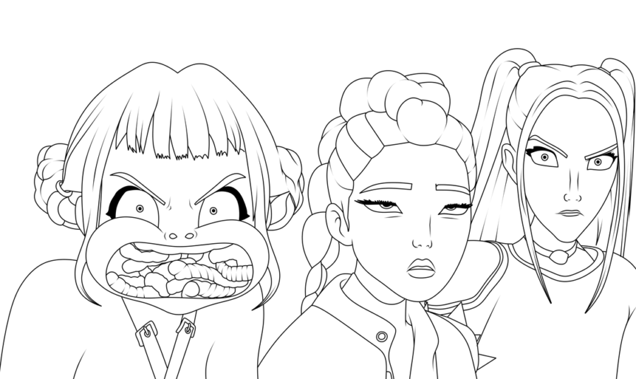 Desenho de Guerreiras do K-Pop para imprimir