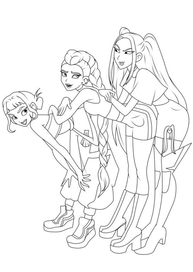 Desenho de Guerreiras do K-Pop para imprimir