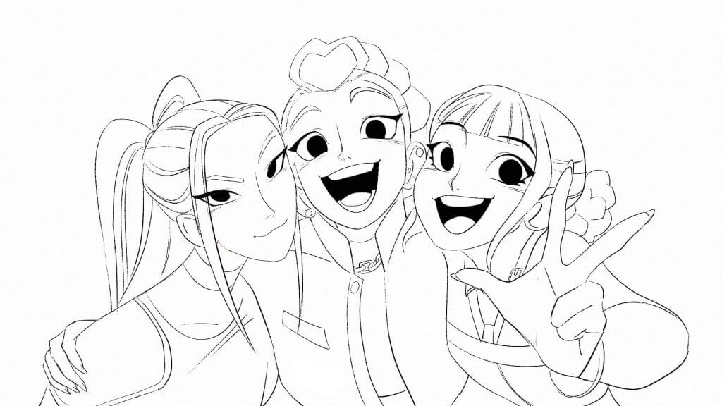 Desenho de Guerreiras do K-Pop para imprimir