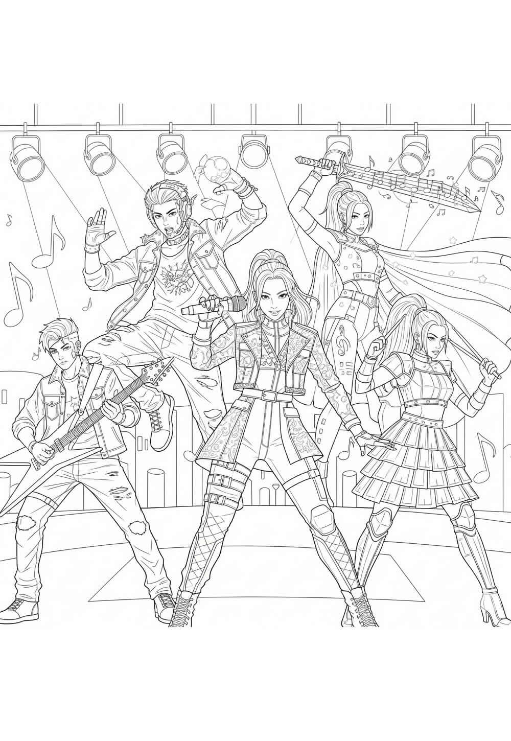 Desenho de Guerreiras do K-Pop para imprimir