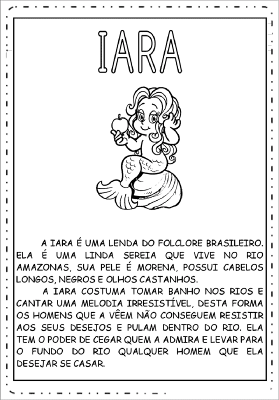 Desenho de Iara (Mãe d’água) para imprimir