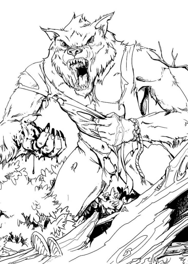 Desenho de Lobisomem para imprimir