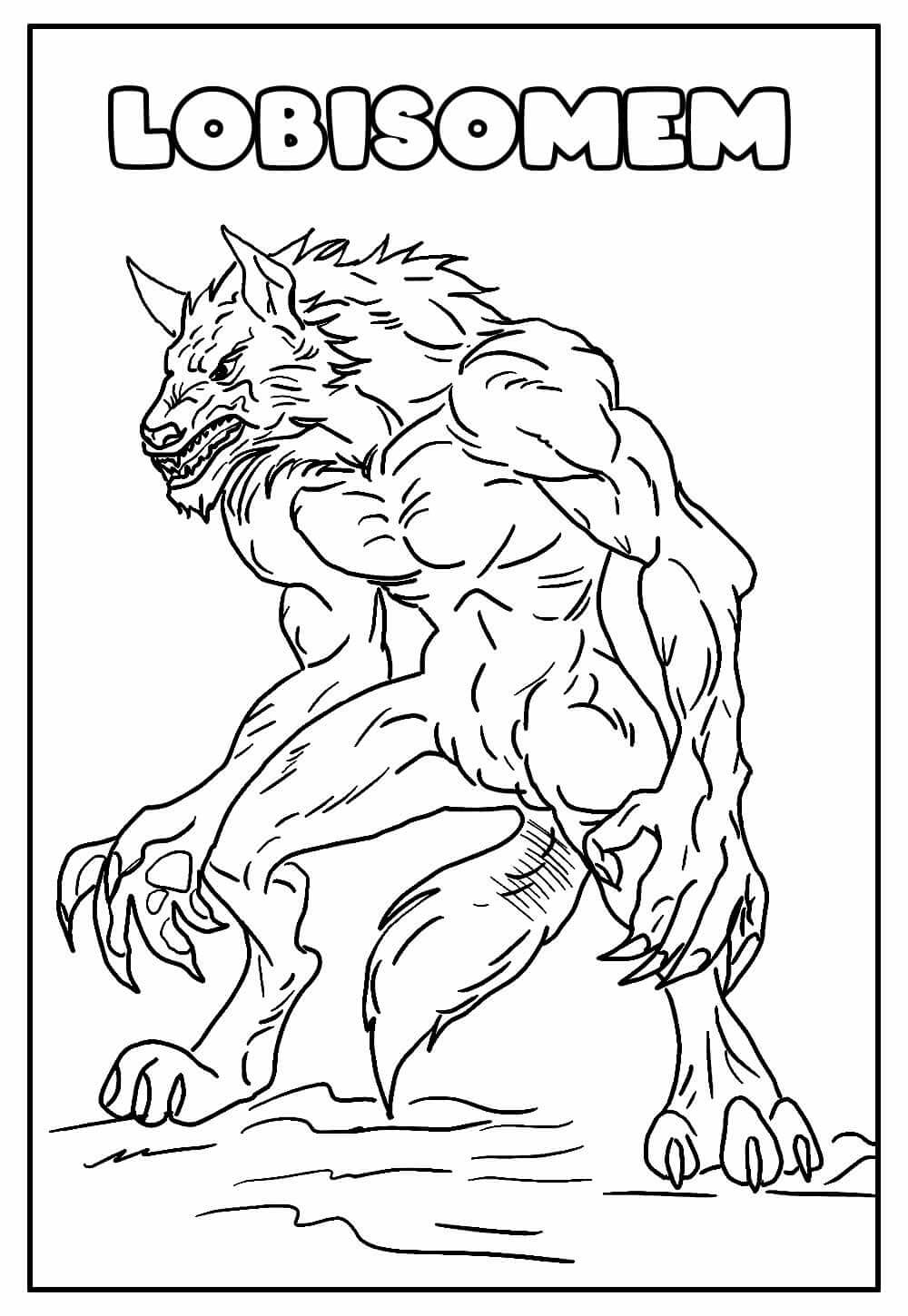 Desenho de Lobisomem para imprimir