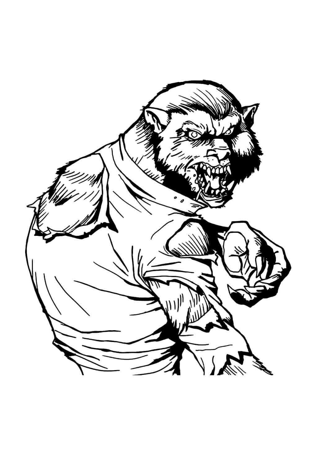 Desenho de Lobisomem para imprimir