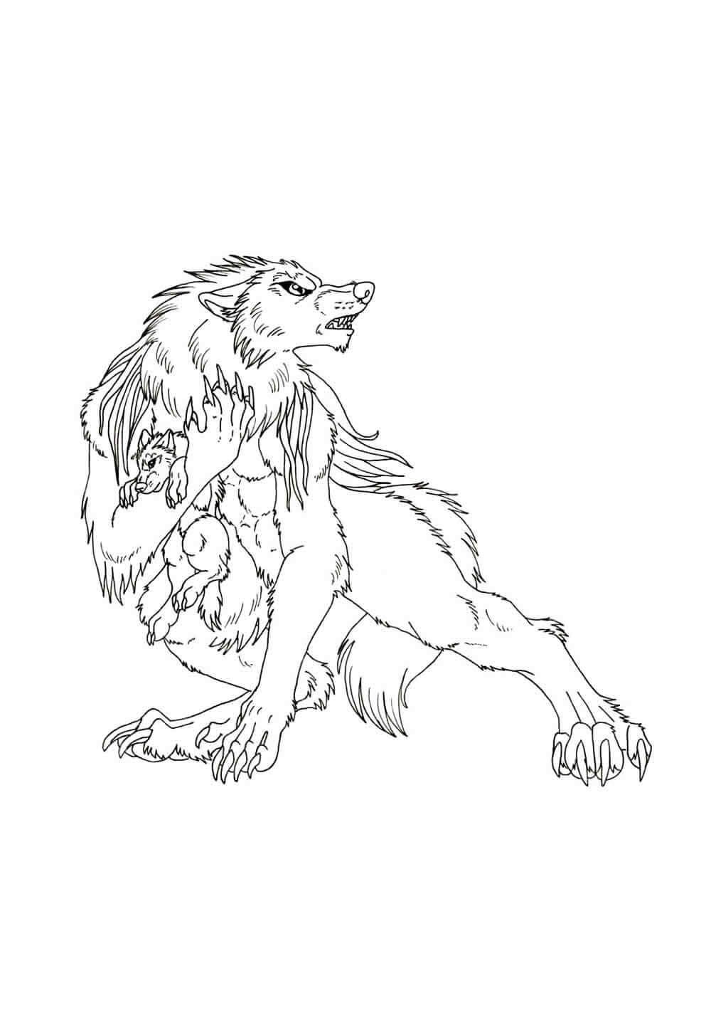 Desenho de Lobisomem para imprimir