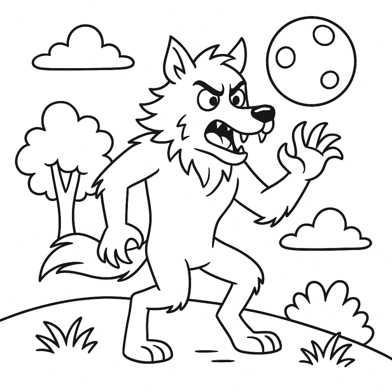Desenho de Lobisomem para imprimir