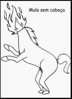 Desenho de Mula sem Cabeça para imprimir