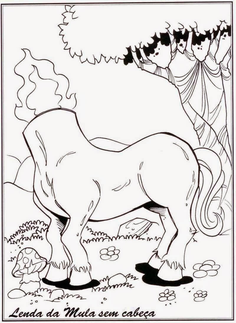 Desenho de Mula sem Cabeça para imprimir
