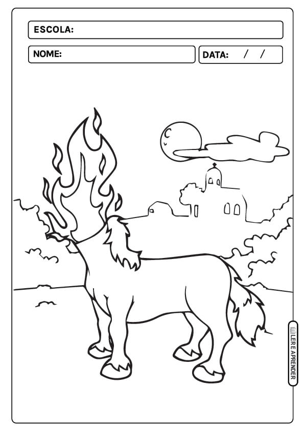 Desenho de Mula sem Cabeça para imprimir
