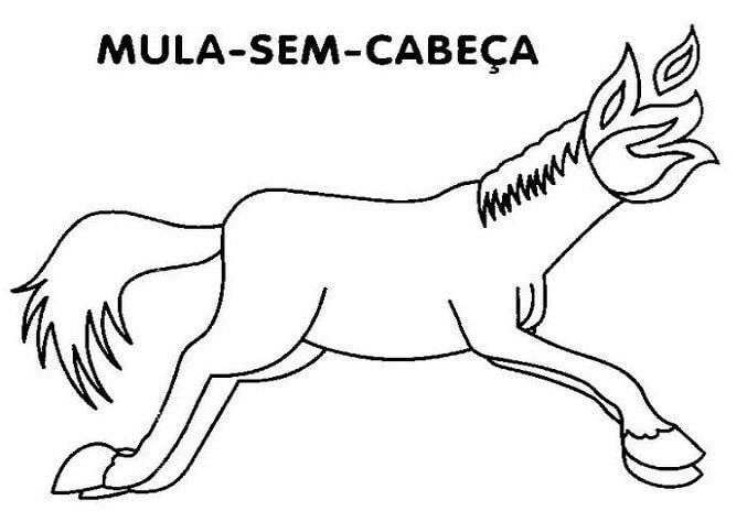 Desenho de Mula sem Cabeça para imprimir