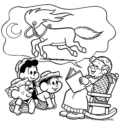 Desenho de Mula sem Cabeça para imprimir