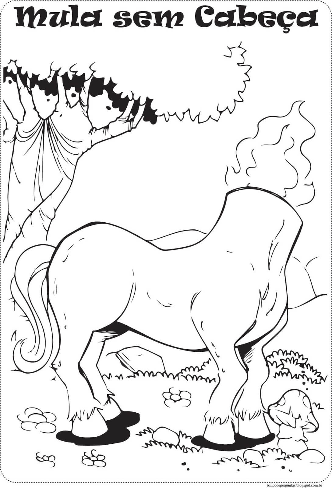 Desenho de Mula sem Cabeça para imprimir