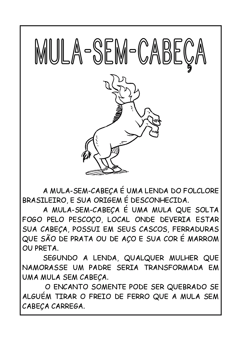 Desenho de Mula sem Cabeça para imprimir
