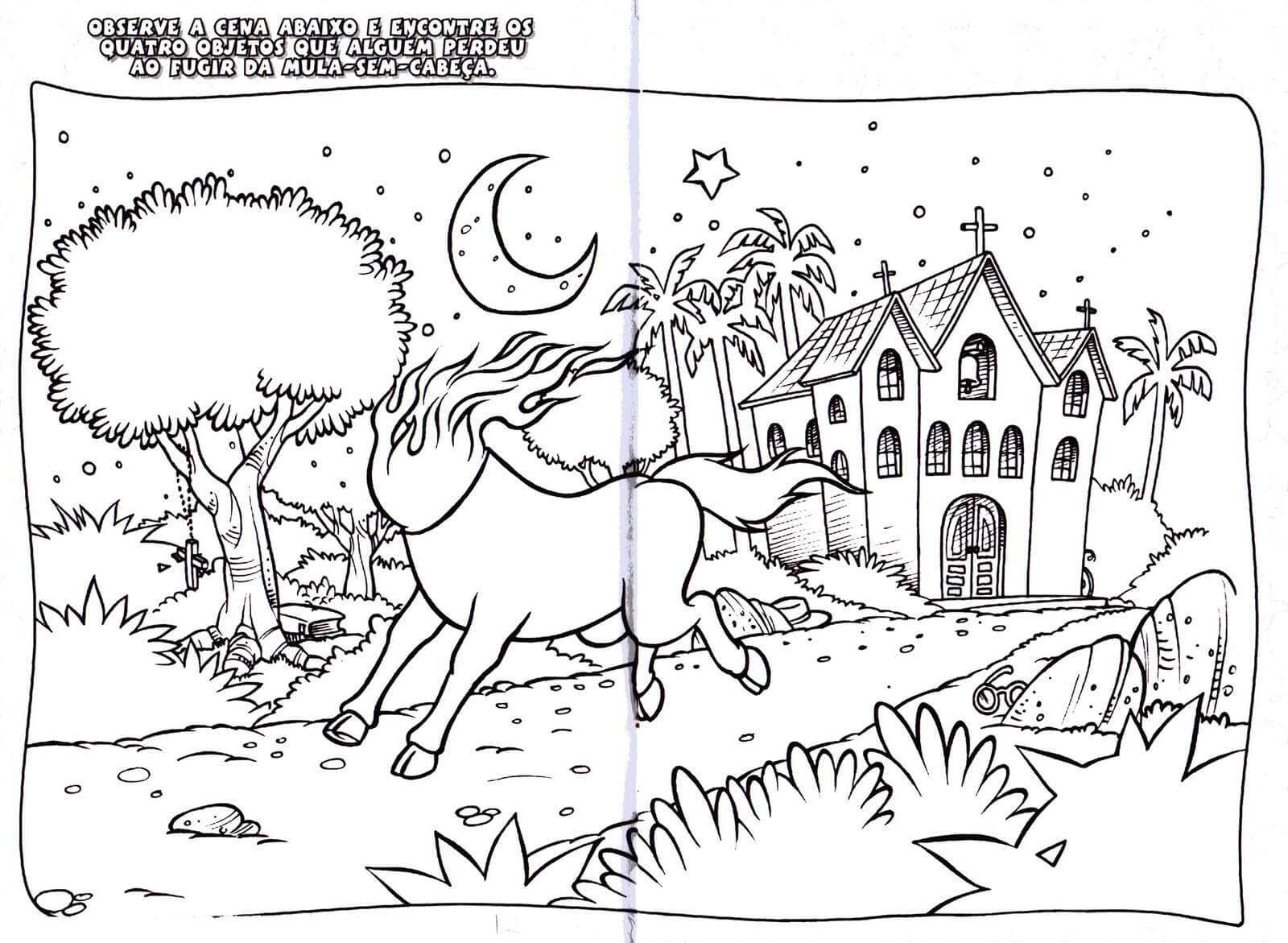 Desenho de Mula sem Cabeça para imprimir