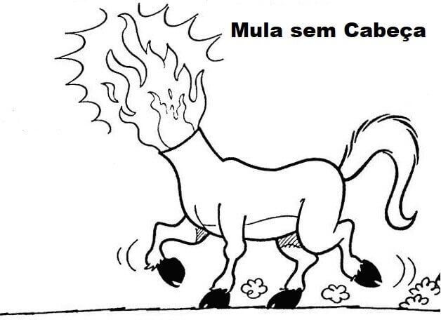 Desenho de Mula sem Cabeça para imprimir