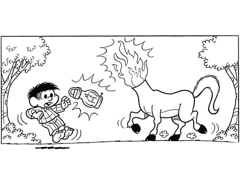 Desenho de Mula sem Cabeça para imprimir