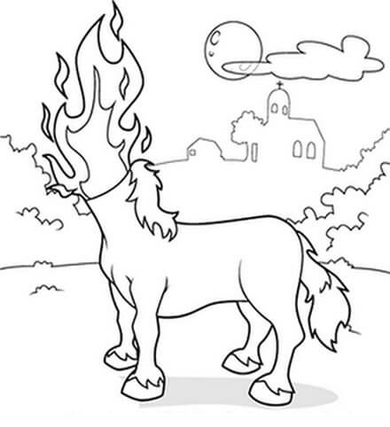 Desenho de Mula sem Cabeça para imprimir
