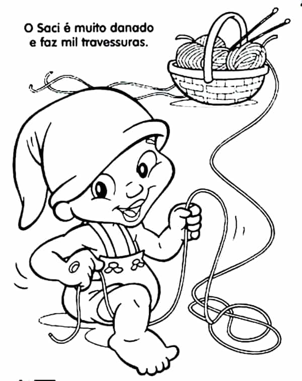 Desenho de Saci-Pererê para imprimir